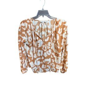 Elizabeth And James Womens V-Neck Long Sleeve Blouse Size M